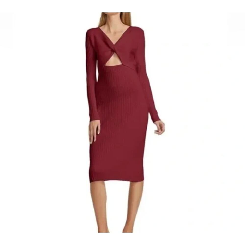New Ramy Brook Pilar Cashmere Dress Womens Size S Bordeaux Long Sleeve $425 SRP